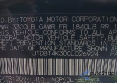 2012 Toyota Yaris из США, поврежденный, VIN JTDBT4K30CL026924